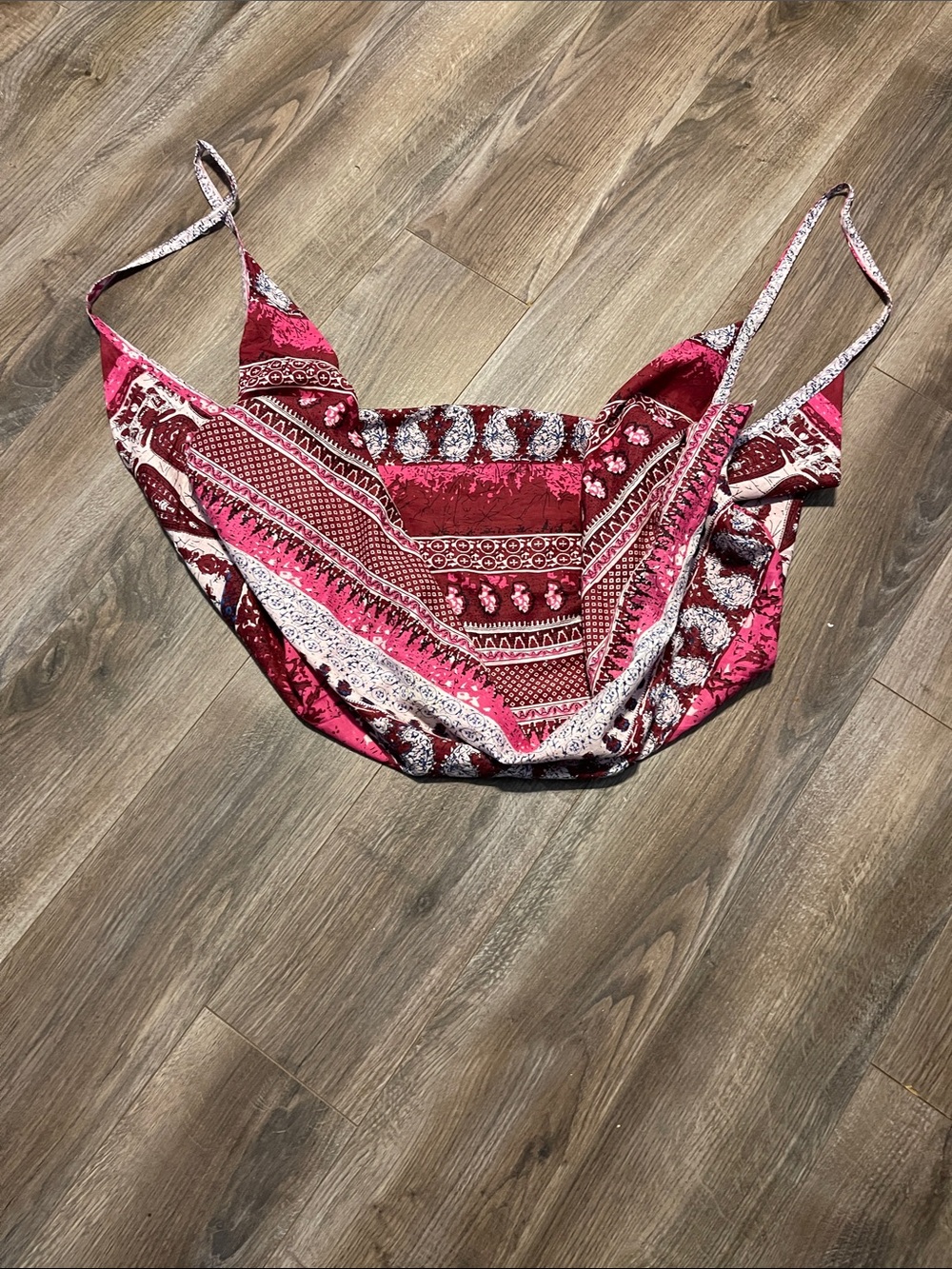 Pink Bandana-Print Satin Cami with Adjustable Straps